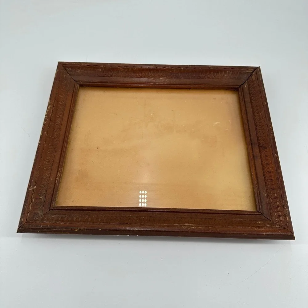 Vintage Ornate Dark Brown Wood 8x10 Picture Frame with Embossed Pattern